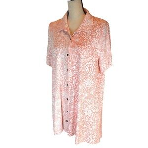 Kim‎ Rogers Julianna Tunic Hi Low Button Down Short Sleeve Slinky Size XL New